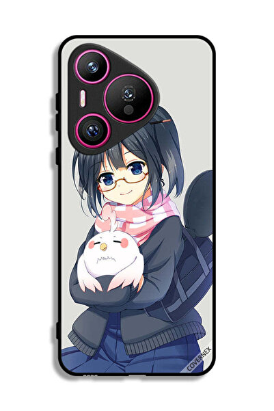 Covernex غطاء حماية لهاتف هواوي بيورا 70 برسومات فتاة تحمل حيوانًا أليفًا