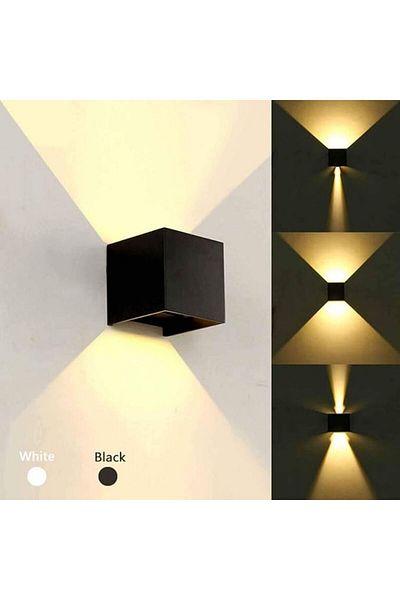 SUNPA LED Aluminum Waterproof Wall Lamp,12W Black 3000K Adjustable Outdoor Garden Wall Mounted Lamp