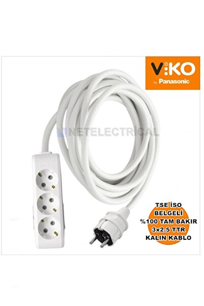 NETELECTRİCAL Multi-let | Üçlü 5 Metre Topraklı Çocuk Korumalı Grup Priz 3'lü...