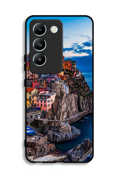 Covernex غطاء حماية لهاتف Vivo Y100 4G بطبعة منازل ملونة على البحر