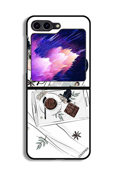 Covernex غطاء حماية لهاتف Samsung Galaxy Z Flip6 بتصميم فن القهوة والشوكولاتة