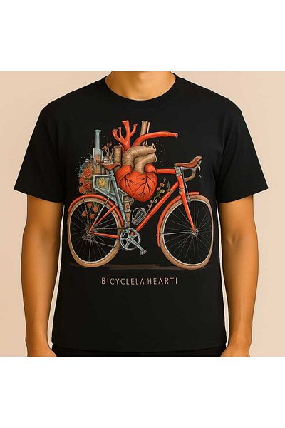 Sende Yakala Bicycle Heart Printed Oversize Thisirt