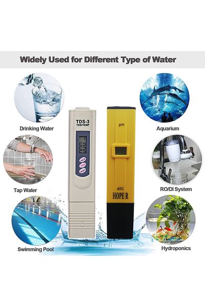 HOPE R 3 in 1 digital tester set for measuring PH and TDS water quality, LCD