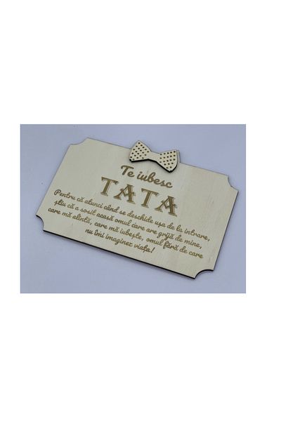 OEM Wooden gift plate with engraved message "I love you dad" 20x16 cm