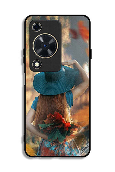 Covernex غطاء حماية لهاتف هواوي إنجوي 70 بطبعة فتاة قبعة تخفي أوراق الحب