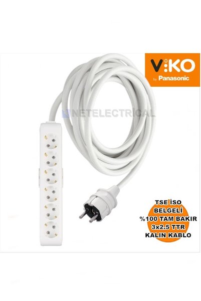 NETELECTRİCAL Multi-let | Altılı 14 Metre Topraklı Çocuk Korumalı Grup Priz 6'lı 14 M 3x2.5 Ttr Kalın Kablolu