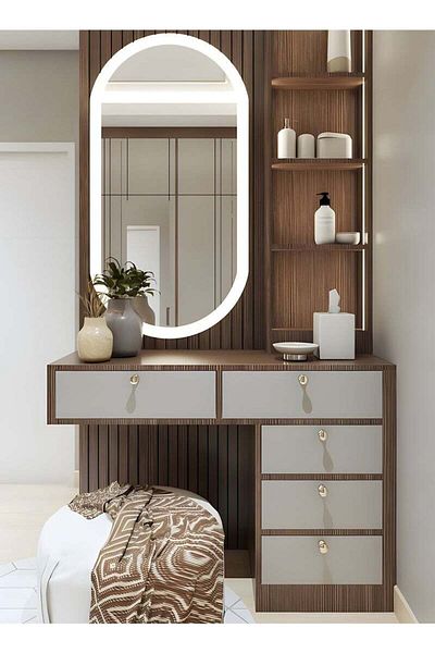 Taimi 80x50cm Oval Makeup Mirror with Side LED Light, Makeup Mirror Suitable for Dressing Room