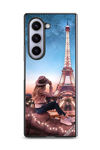 Covernex غطاء حماية لهاتف سامسونج جالاكسي زد فولد 6 بتصميم فتاة القبعة وبرج إيفل