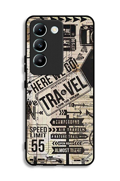 Covernex غطاء حماية فيفو V30 لايت 4G مطبوع عليه عبارة Here We Go Travel