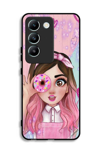 Covernex غطاء حماية لهاتف Vivo Y100 4G برسومات فتاة محبة للدونات
