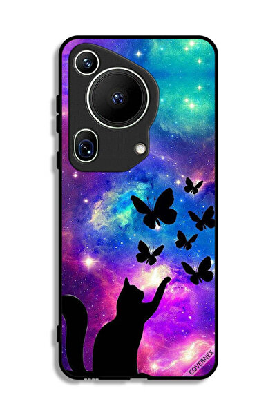 Covernex غطاء حماية فائق لهاتف هواوي بيورا 70 بتصميم قطة وفراشات