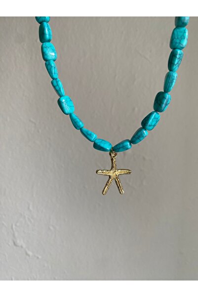 Fiamoss قلادة مطرزة بتفاصيل نجم البحر - قلادة صيفية - قلادة الشاطئ - قلادة يومية