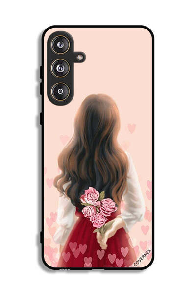 Covernex غطاء حماية لهاتف سامسونج جالاكسي F55 5G، فتاة تخفي زهورًا
