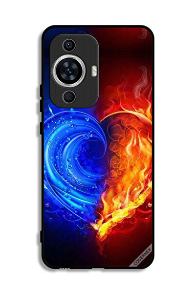 Covernex غطاء حماية لهاتف هواوي نوفا 12 لايت بخلفية قلب النار والماء