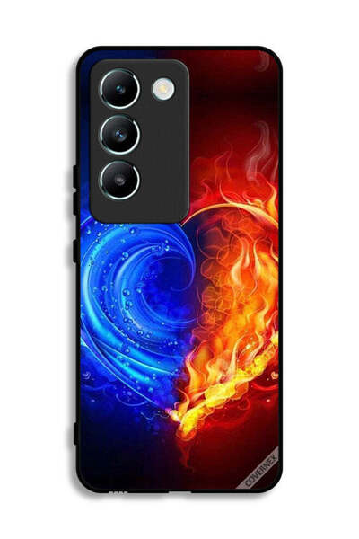 Covernex غطاء حماية لهاتف Vivo V30 Lite 4G بخلفية قلب النار والماء