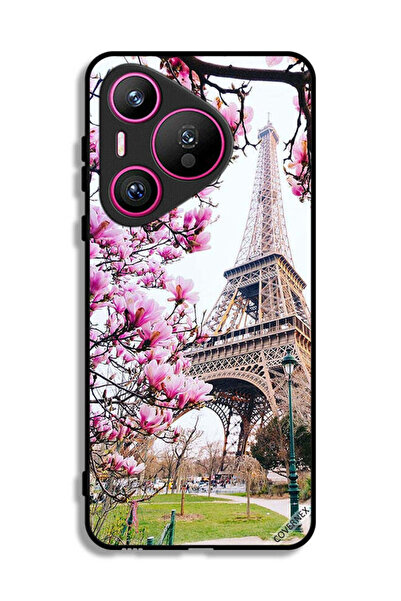 Covernex غطاء حماية لهاتف هواوي بيورا 70 بطبعة زهور وبرج إيفل