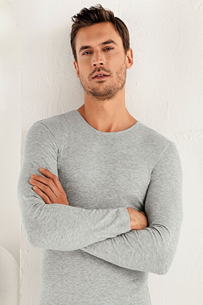 Şahinler Men's Long Sleeve Crew Neck Lycra 6-Piece Single Jersey Undershirt