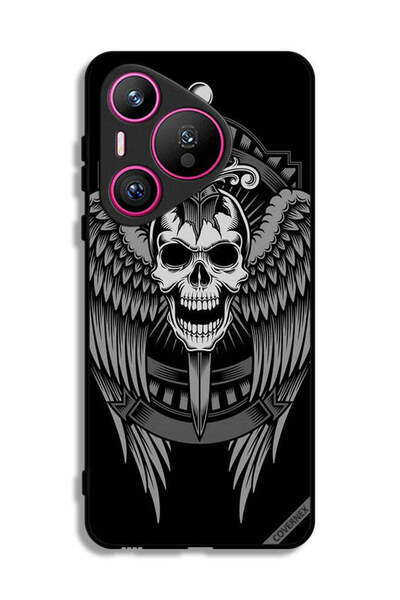 Covernex غطاء حماية لهاتف هواوي بيورا 70 بتصميم جمجمة وأجنحة نسر