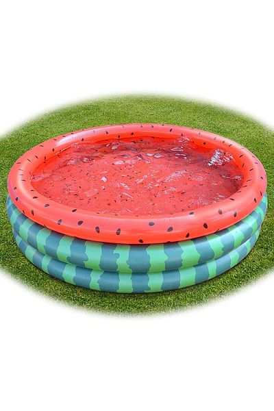 rexa Inflatable Paddling Pool, 47" x 12in" Kiddie Swimming Pool with Wide Sides, 3-Ring Watermelon pool