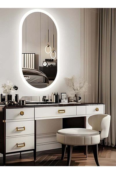 Taimi 80x50cm Oval Makeup Mirror with Side LED Light, Makeup Mirror Suitable for Dressing Room