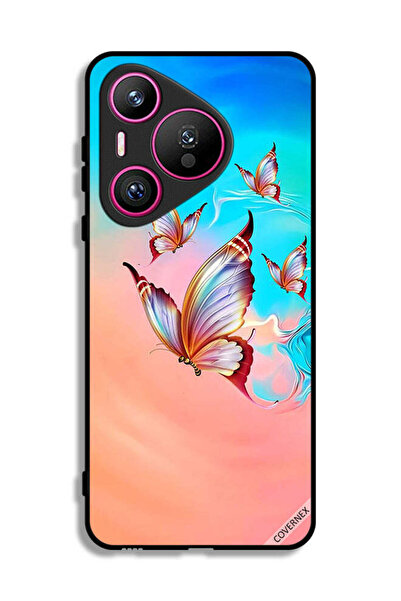 Covernex غطاء حماية لهاتف هواوي بيورا 70 - فراشات تحلق فوق لون الطلاء
