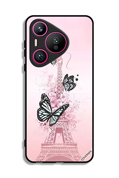 Covernex غطاء حماية لهاتف هواوي بيورا 70 بنقشة فراشات على برج إيفل