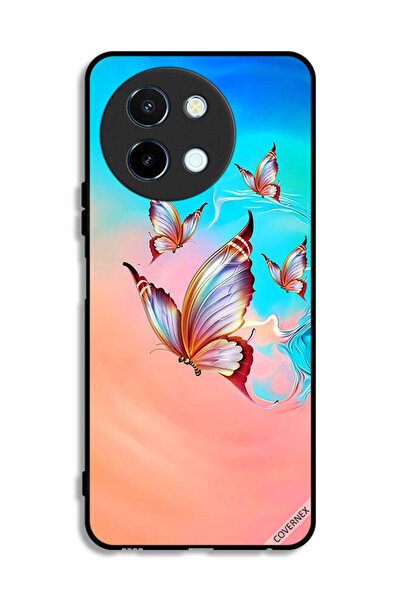Covernex غطاء حماية لهاتف Vivo Y38 5G بطبعة فراشات تحلق فوق لون الطلاء