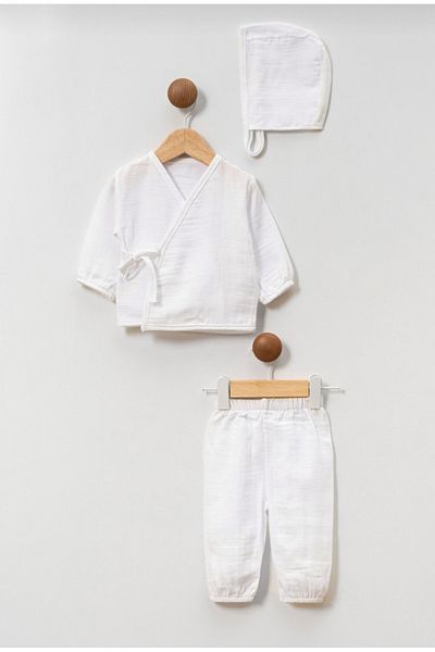 Baby Wings Muslin Plain Hat Set of 3