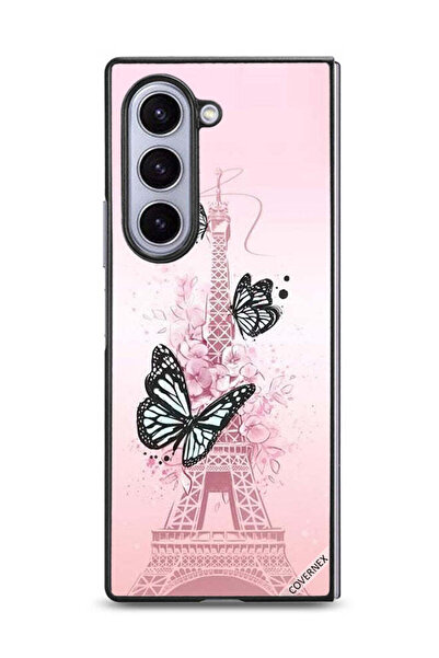 Covernex غطاء حماية لهاتف سامسونج جالاكسي زد فولد 6 بتصميم فراشات على برج إيفل