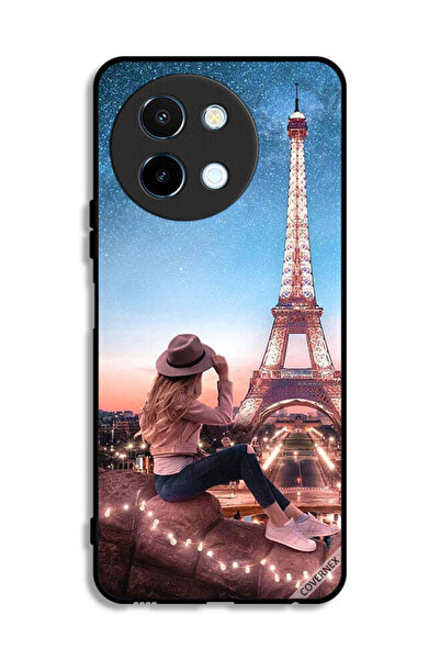 Covernex غطاء حماية لهاتف Vivo Y38 5G بتصميم فتاة القبعة وبرج إيفل