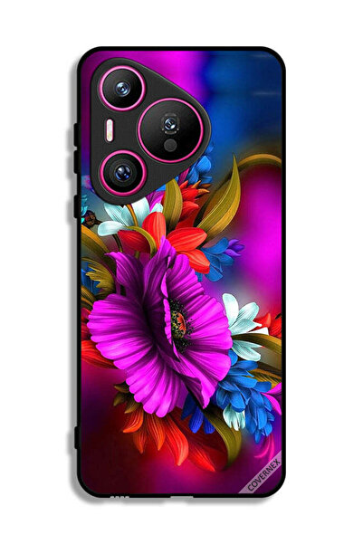 Covernex غطاء حماية لهاتف هواوي بيورا 70 برسومات زهور عالية الدقة