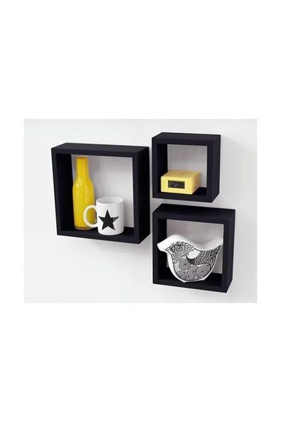rexa 3-Piece Wooden Wall Cube Shelves – (Large: 25x25x9 cm, Medium: 20x20x9 cm, Small: 15x15x9 cm)