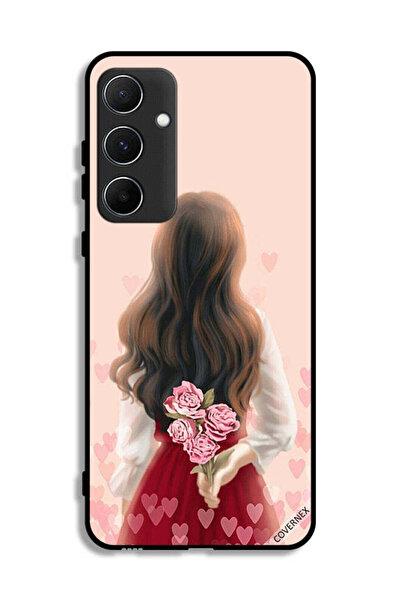 Covernex غطاء حماية لهاتف سامسونج جالاكسي A55 5G، فتاة تخفي زهورًا