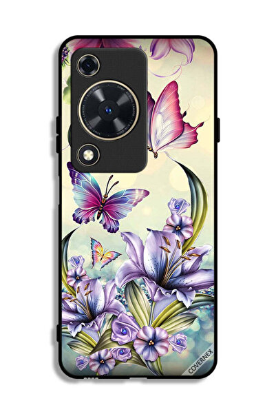 Covernex غطاء حماية لهاتف هواوي إنجوي 70 بنقشة زهور أرجوانية وفراشات