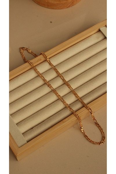 Tişt Accessory Xuping Rose Gold Color Figaro Model Crushed Unisex Chain (44 cm) Necklace