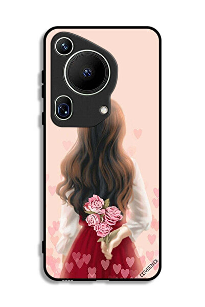 Covernex غطاء حماية فائق لهاتف هواوي بيورا 70 بتصميم فتاة تخفي الزهور