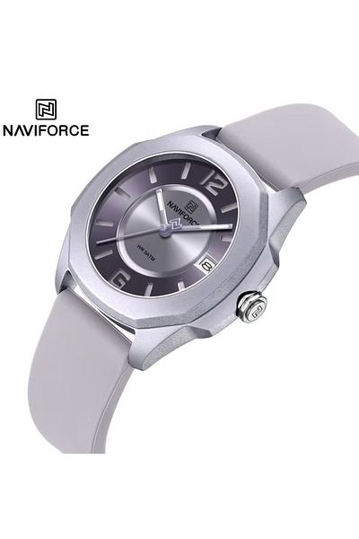 Naviforce Silver Analog Watch for Men and Women Stylish Round Dial Wristwatch with Silicone Strap