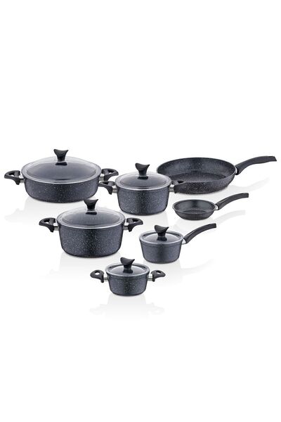 Taç MasterCook Family 12 Prç Granit Tencere Seti Siyah