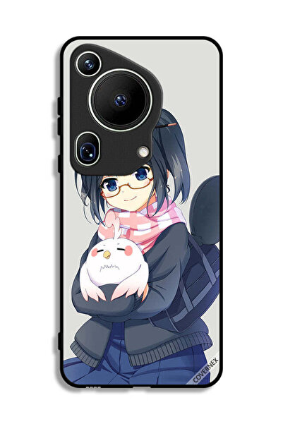 Covernex غطاء حماية فائق لهاتف هواوي بيورا 70 بتصميم فتاة تحمل حيوانًا أليفًا
