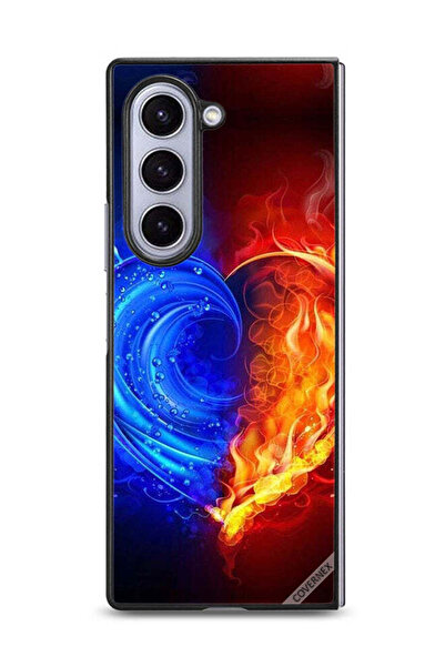 Covernex غطاء حماية لهاتف Samsung Galaxy Z Fold6 بخلفية قلب النار والماء