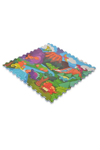 LUDIRO Ludiro EVA Foam Puzzle Mat for Children, Set of 9 Educational Pieces with the World of Dinosaurs
