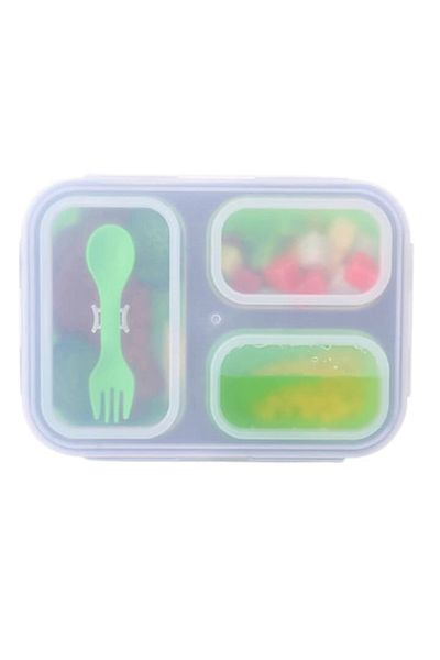 Style4Cosy Foldable Extra-sealing Silicone Lunchbox With Clip&close System, 24 Cm, Green Grass