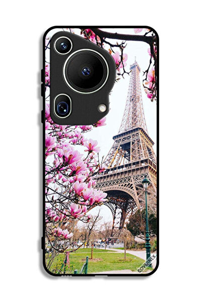 Covernex غطاء حماية لهاتف هواوي بيورا 70 ألترا بنقشة زهور وبرج إيفل