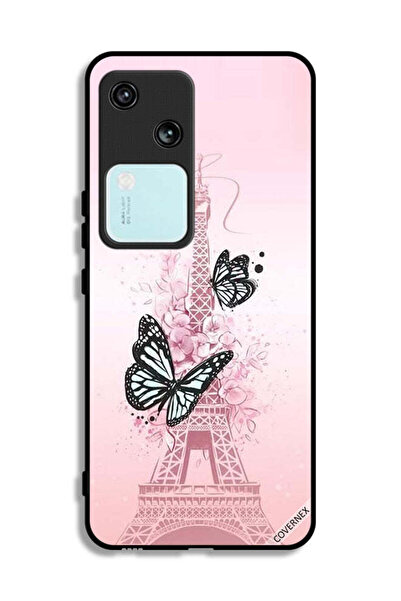 Covernex غطاء حماية لهاتف Vivo V30 5G بنقشة فراشات على برج إيفل