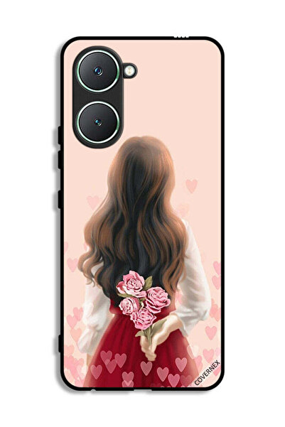 Covernex غطاء حماية لهاتف Vivo Y03 4G بطبعة فتاة تخفي أزهارًا