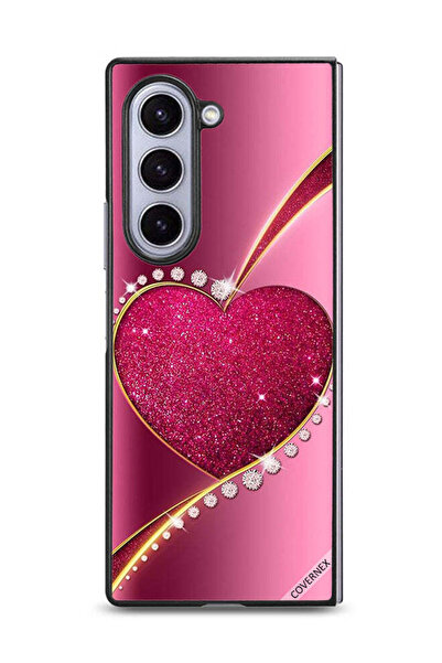 Covernex غطاء حماية لهاتف Samsung Galaxy Z Fold6 بتصميم قلب لامع من الألماس