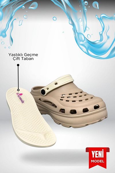 Moda Anna Sermoda High Double Sole Stone Sea Pool Sabo Doctor Nurse Hospital Comfort Daily Women's Slippers