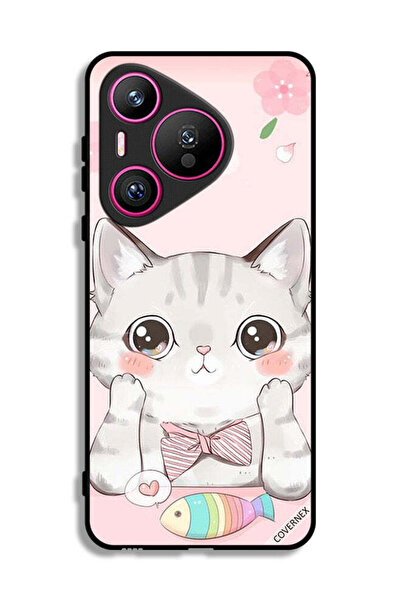Covernex غطاء حماية لهاتف هواوي بيورا 70 بتصميم سمكة القط