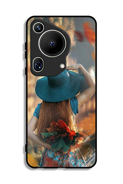 Covernex غطاء حماية فائق لهاتف هواوي بيورا 70 بتصميم فتاة قبعة تخفي أوراق الحب