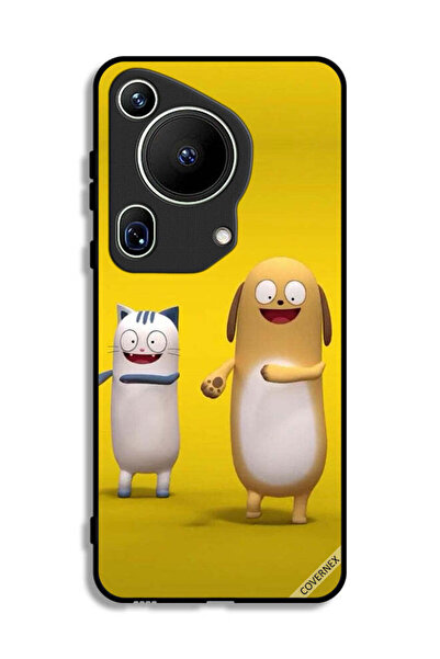 Covernex غطاء حماية فائق لهاتف هواوي بيورا 70 بتصميم قصة قطة وكلب